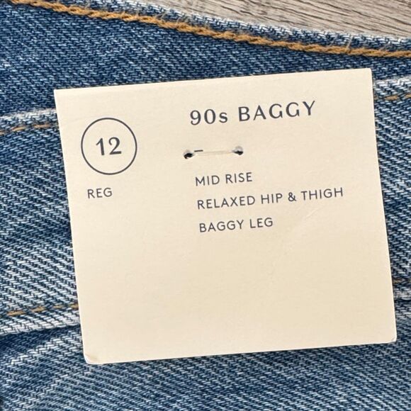 NEW UNIVERSAL THREAD 90s BAGGY JEANS MID RISE WASHED DENIM SIZE 12 - Picture 3 of 6